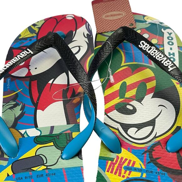Havaianas Flip Flops Mens Size 9/10 Eur 43/44 Disney Mickey Mouse Pluto Slip On - Picture 4 of 10